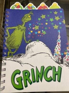 The Grinch Spiral journal Notebook with top tabs 96 sheets. NWT